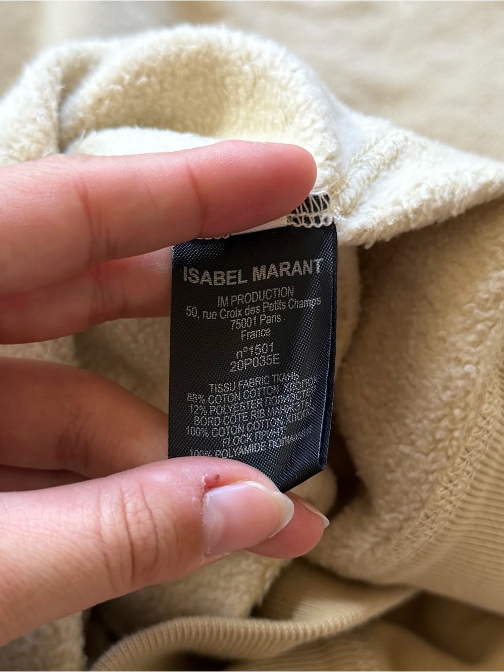 Isabel Marant Etoile Moby Sweatshirt Tan Velvet Logo Size 4 - Picture 6 of 6